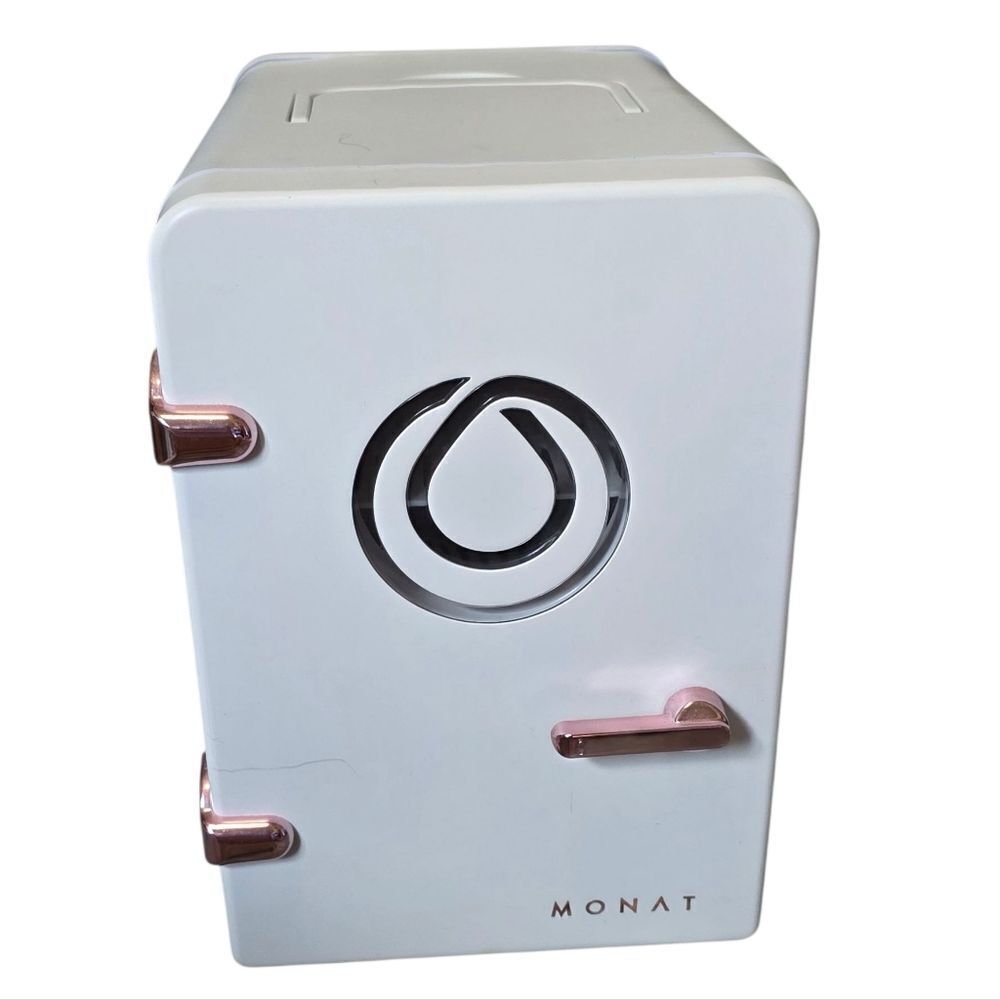 Monat White Mini Fridge with Rose Gold Accents